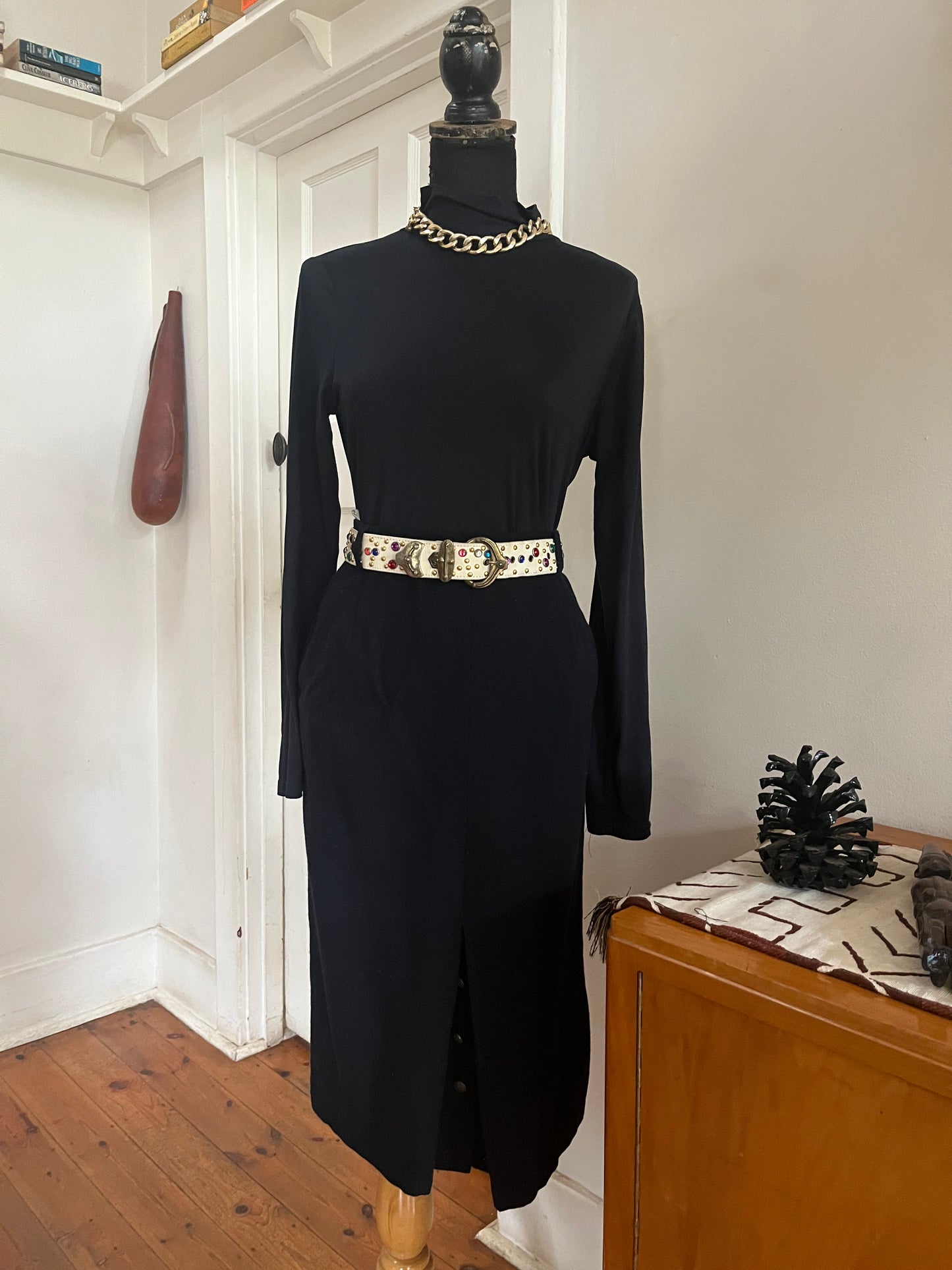 Black Wool Pencil Skirt