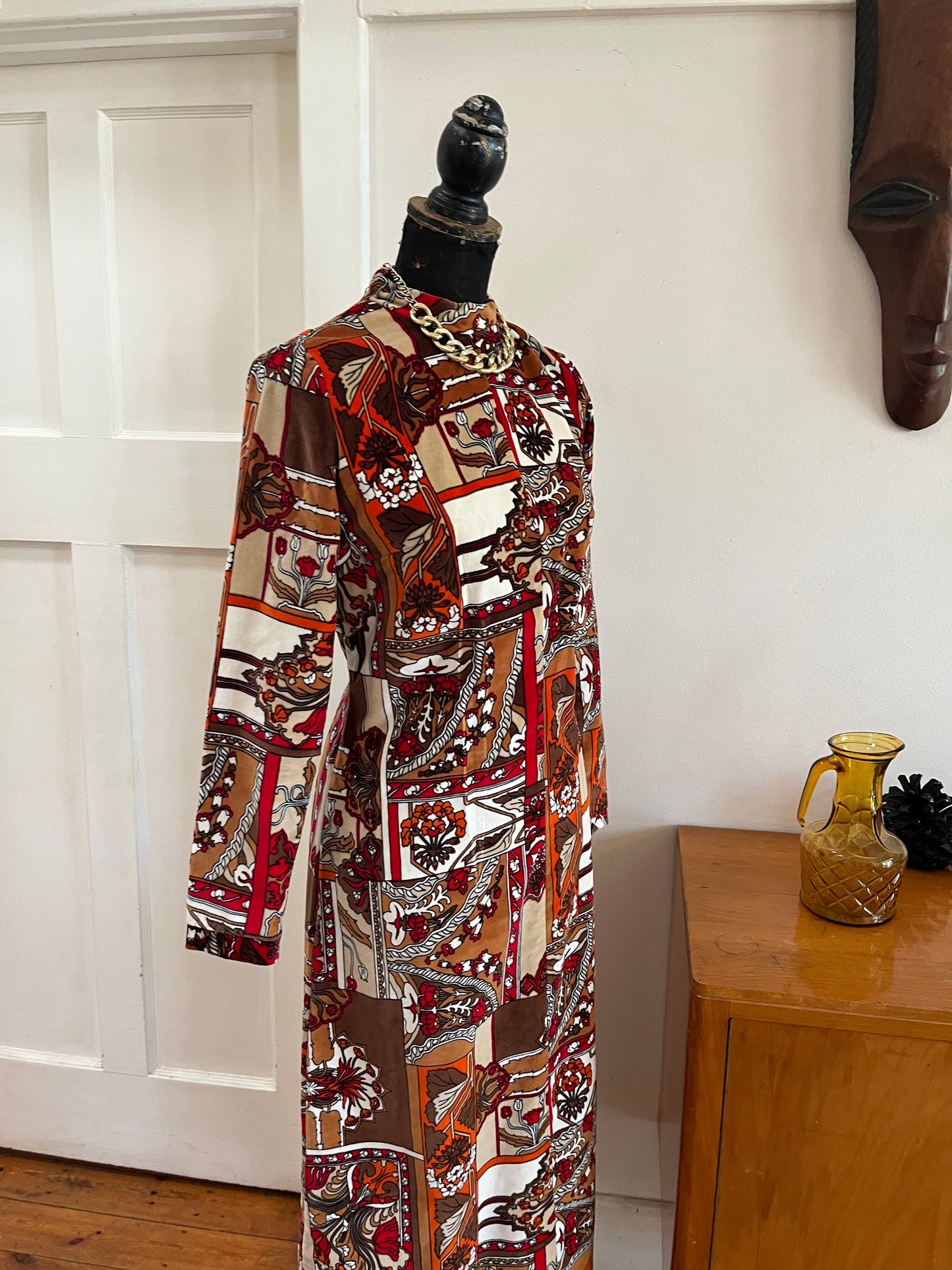 Vintage Long Sleeve Cotton Velvet Dress