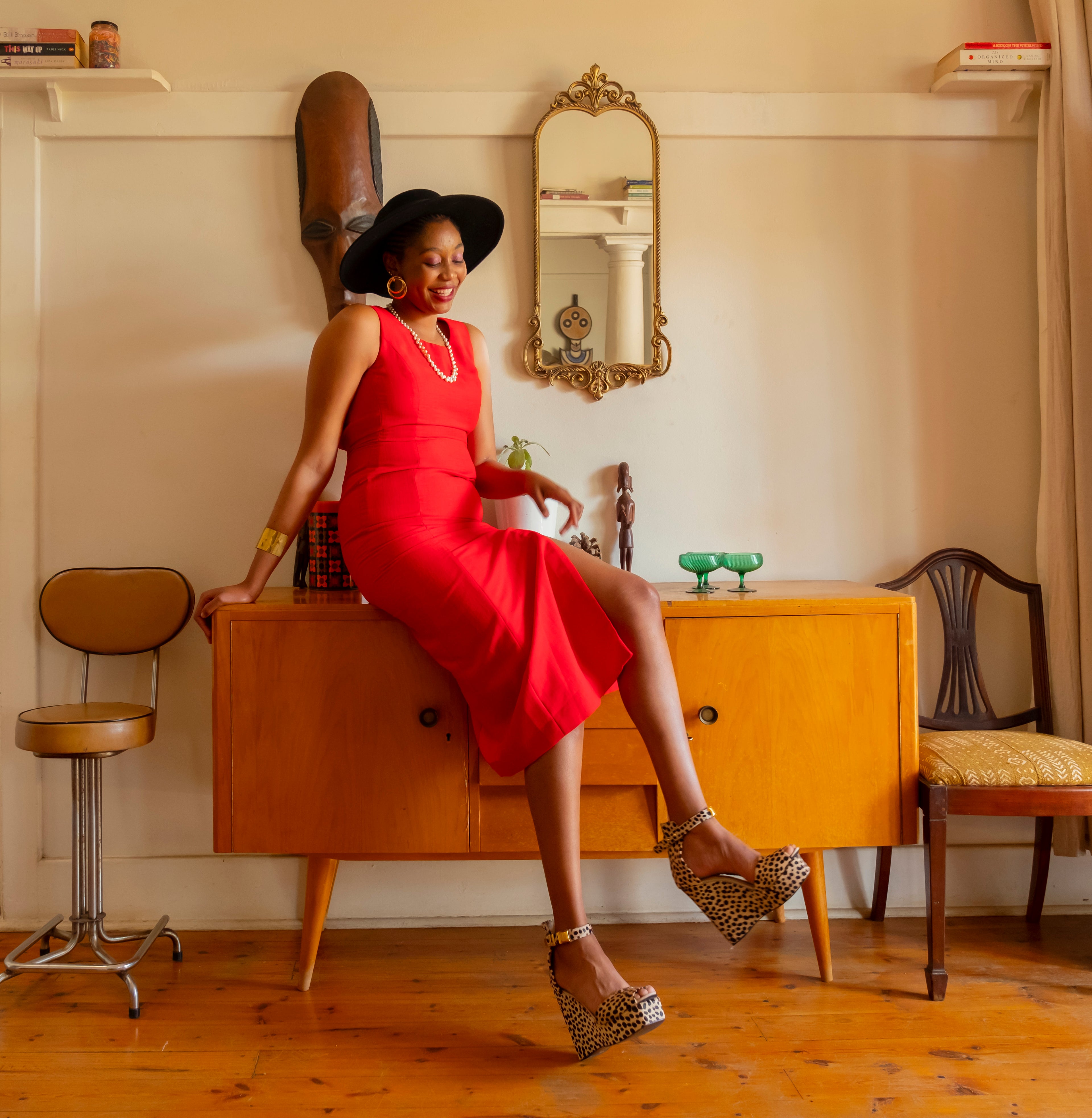 Red 90s Style Vintage Dress