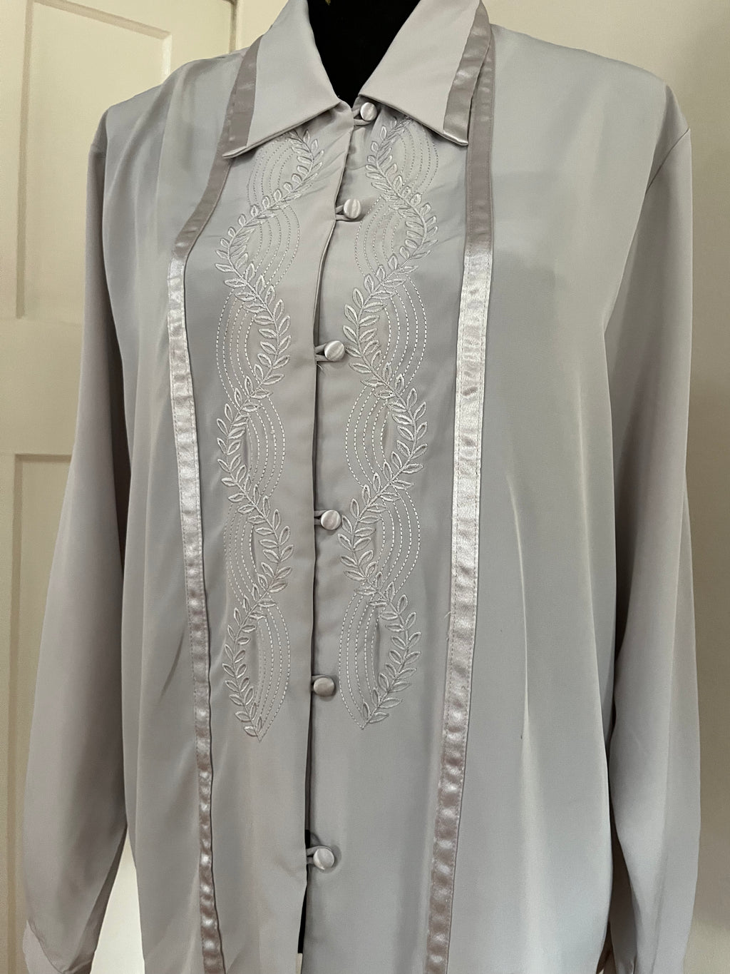 Grey Embroidery Blouse