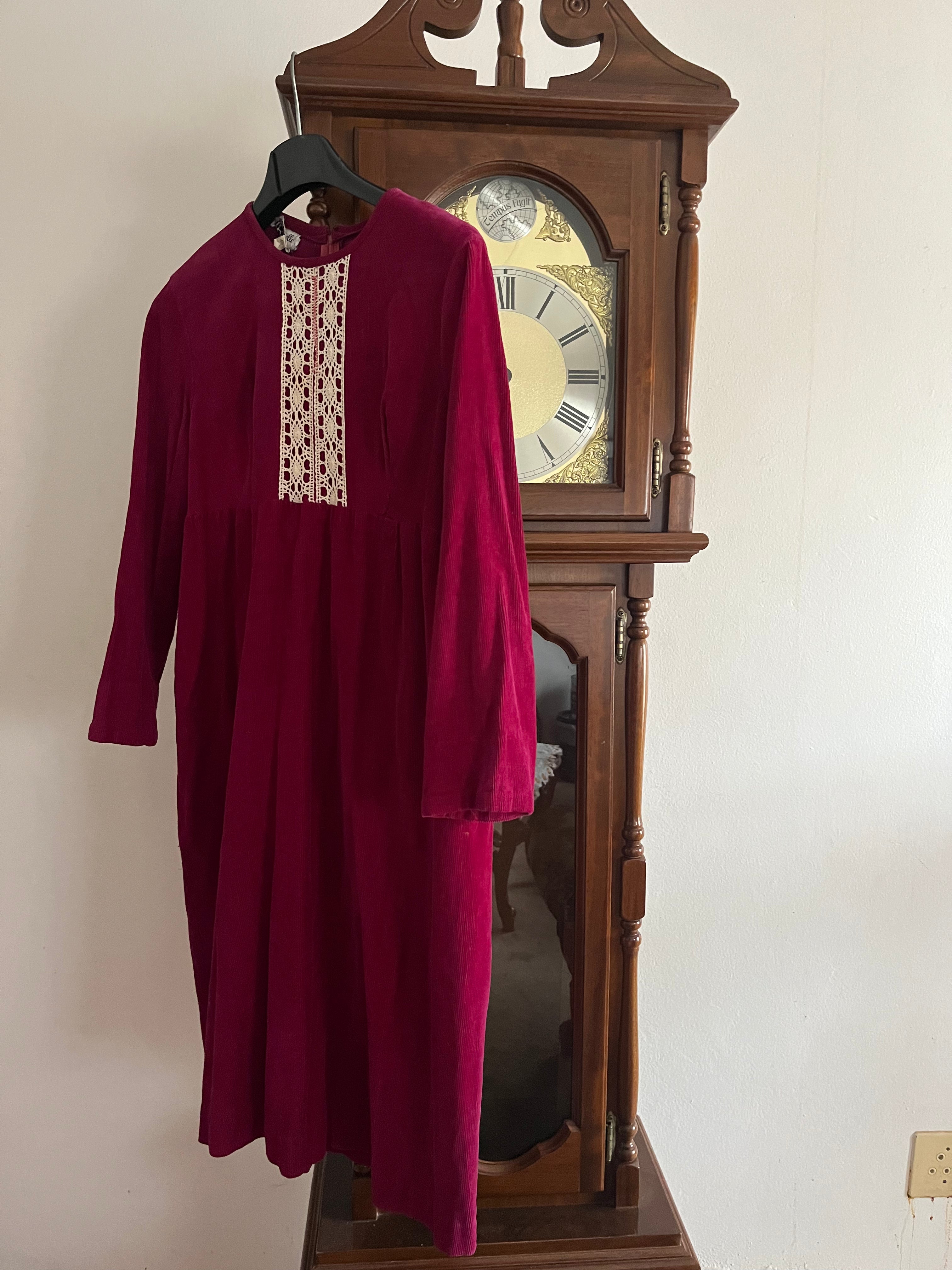 Maroon Corduroy Vintage Dress