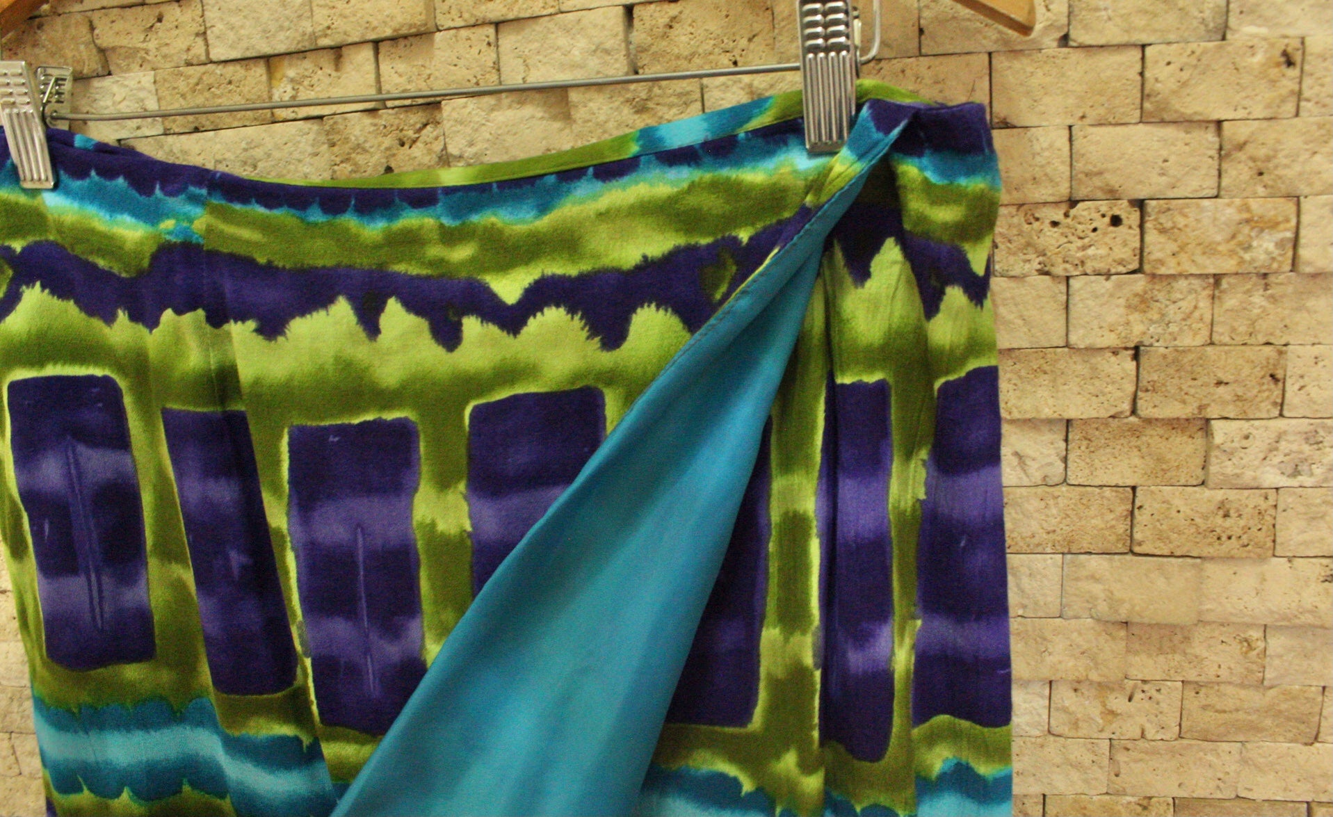 Blue & Green Mini Skirt