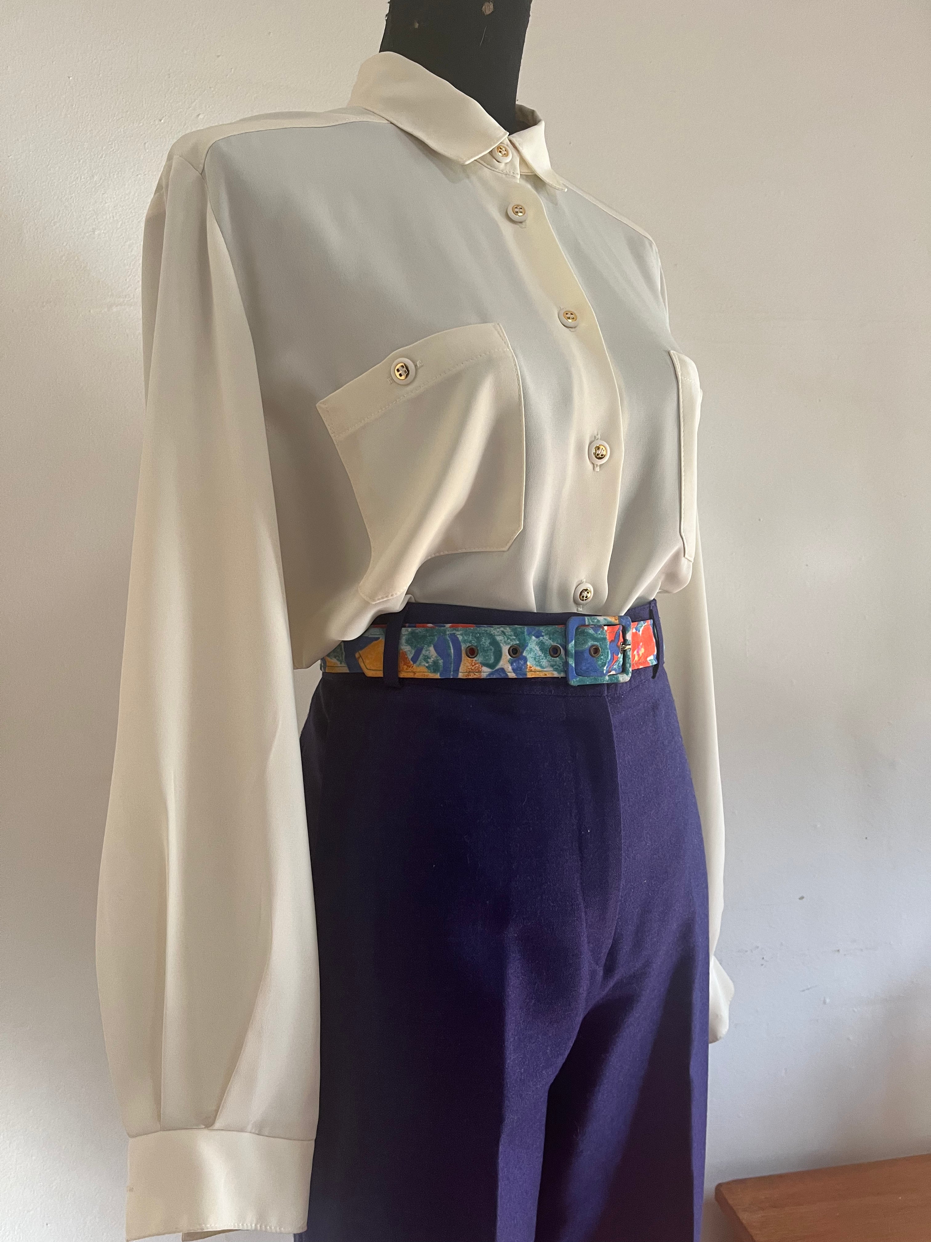 Purple Wool High-Waist Pants