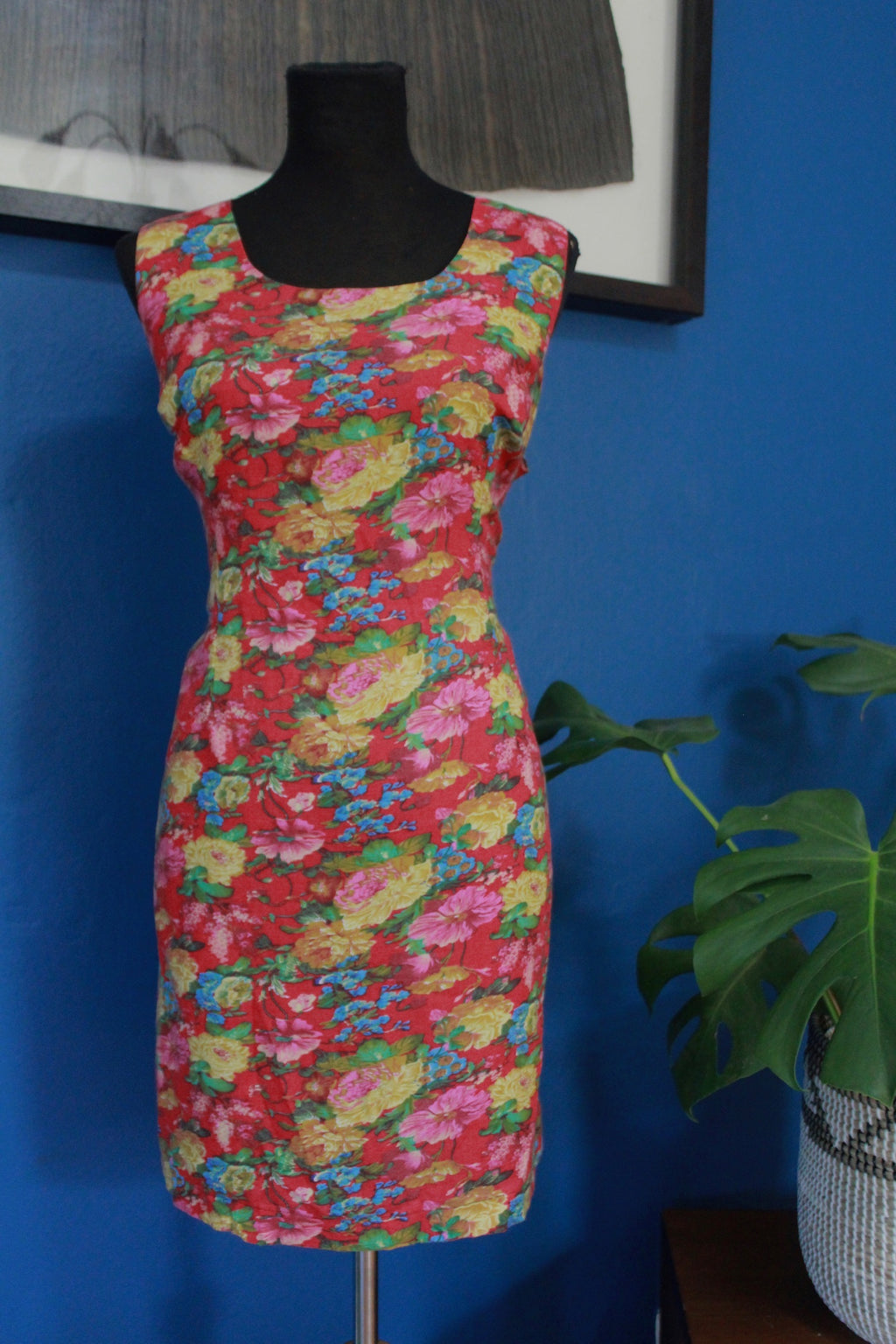 Vintage Red Floral Dress