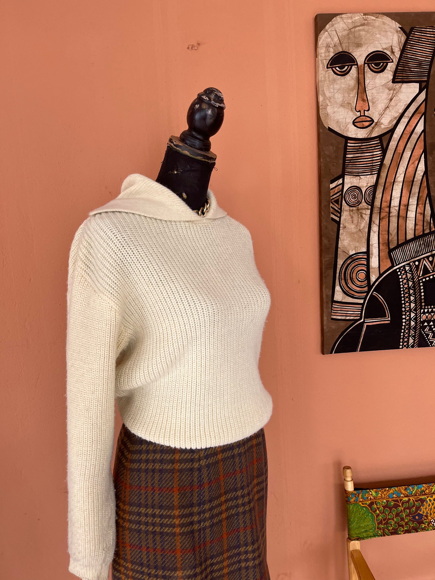 Cream Wool Collar Jersey