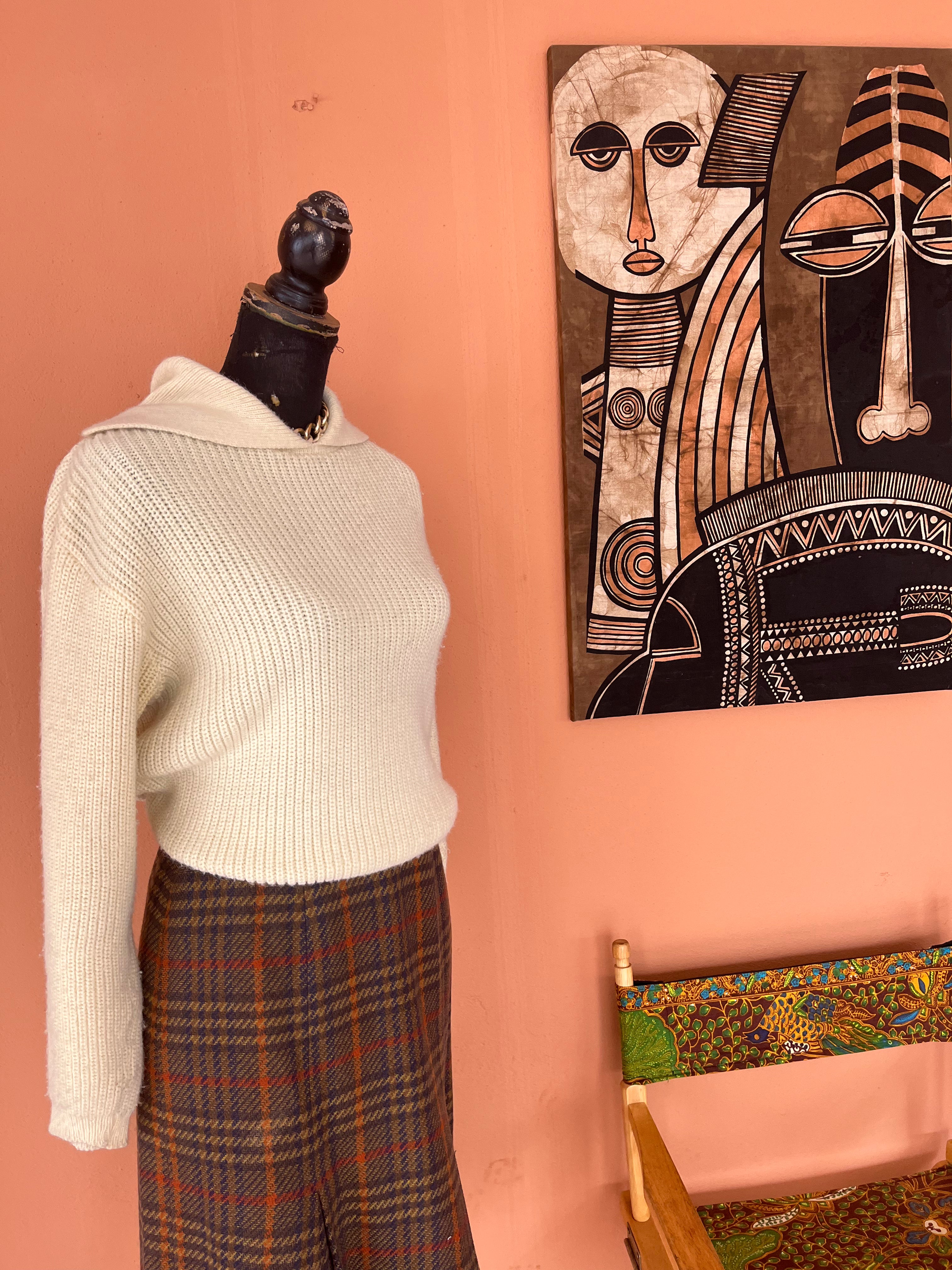 Cream Wool Collar Jersey
