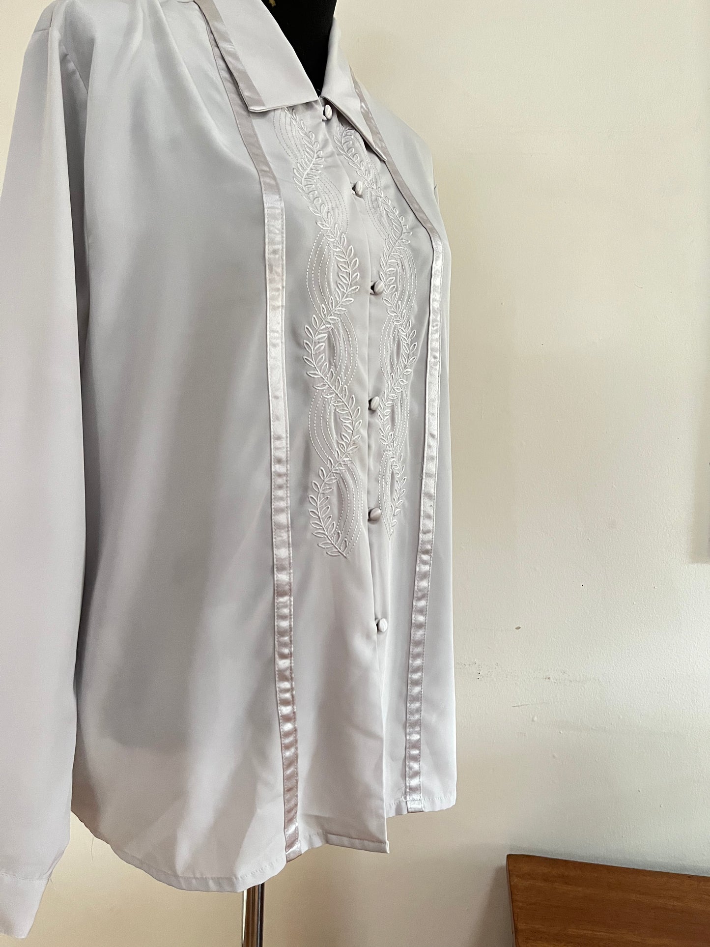 Grey Embroidery Blouse