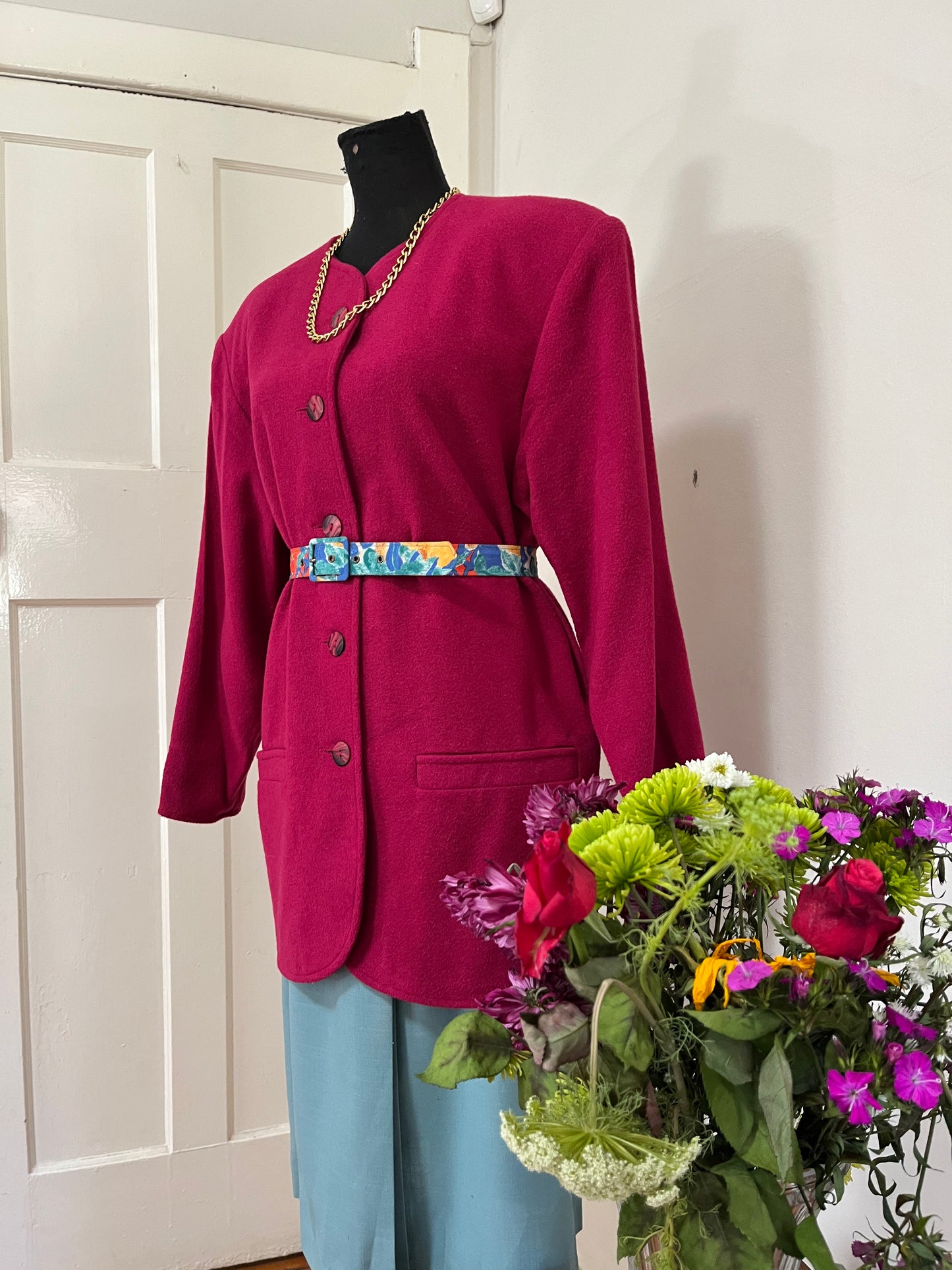 Fuchsia Buttondown Blazer