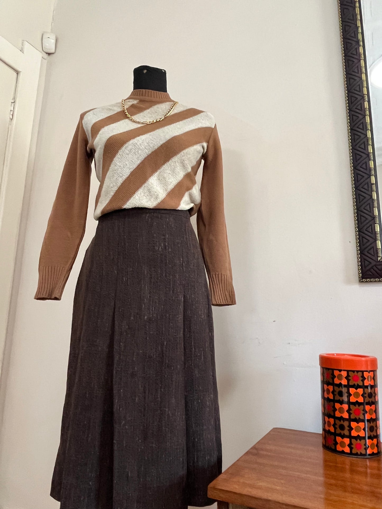 Brown Pleated Skirt