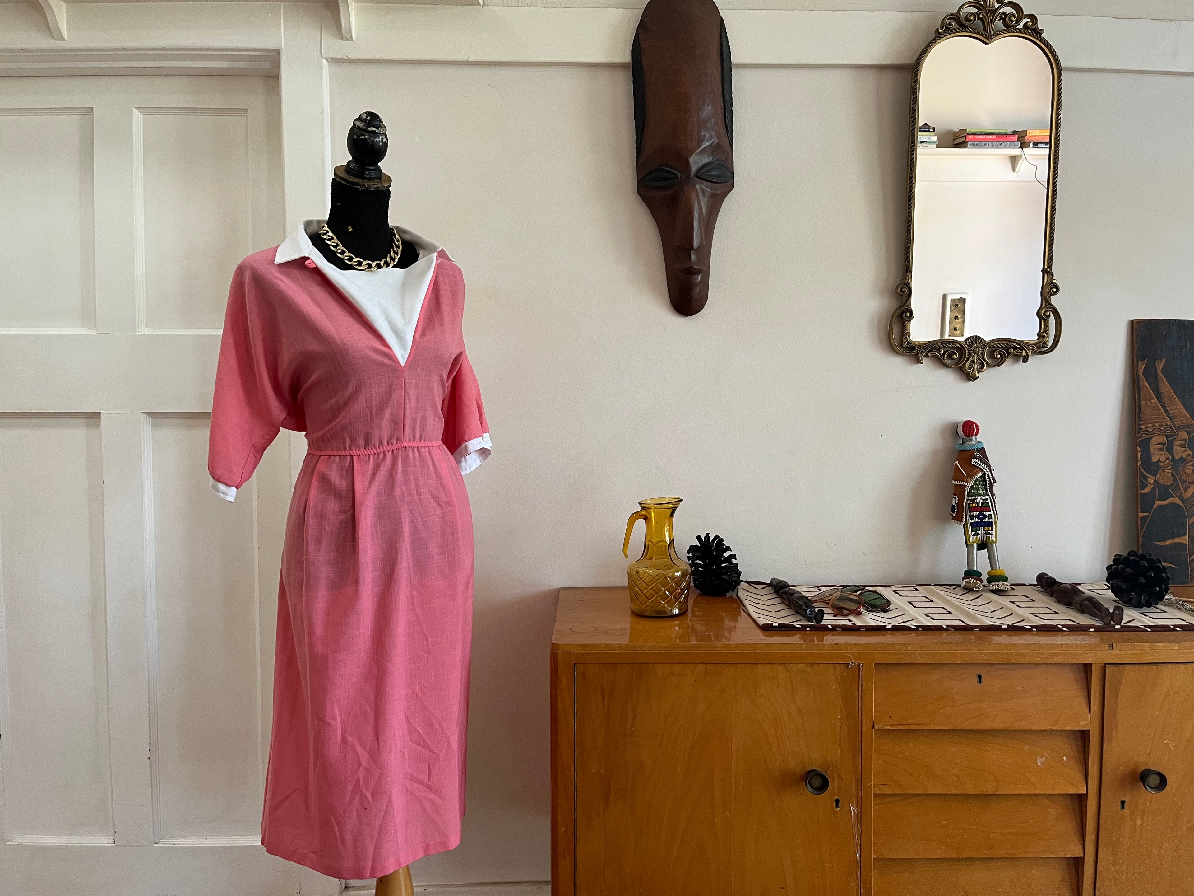 Vintage Pink Linen Dress