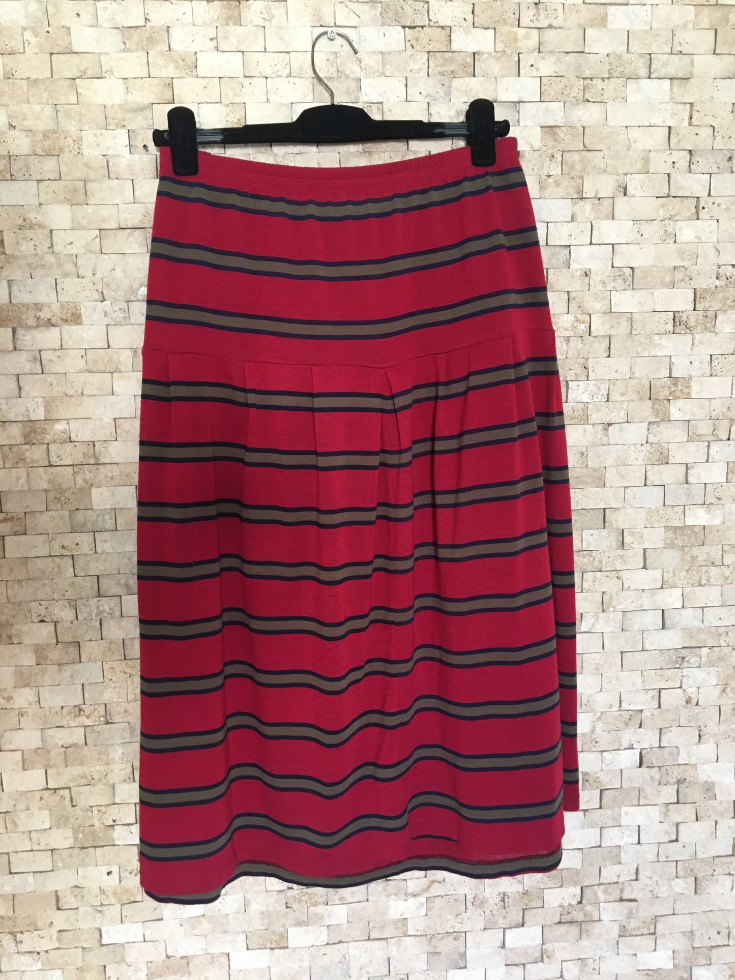 Red & Navy Pleated Skirt