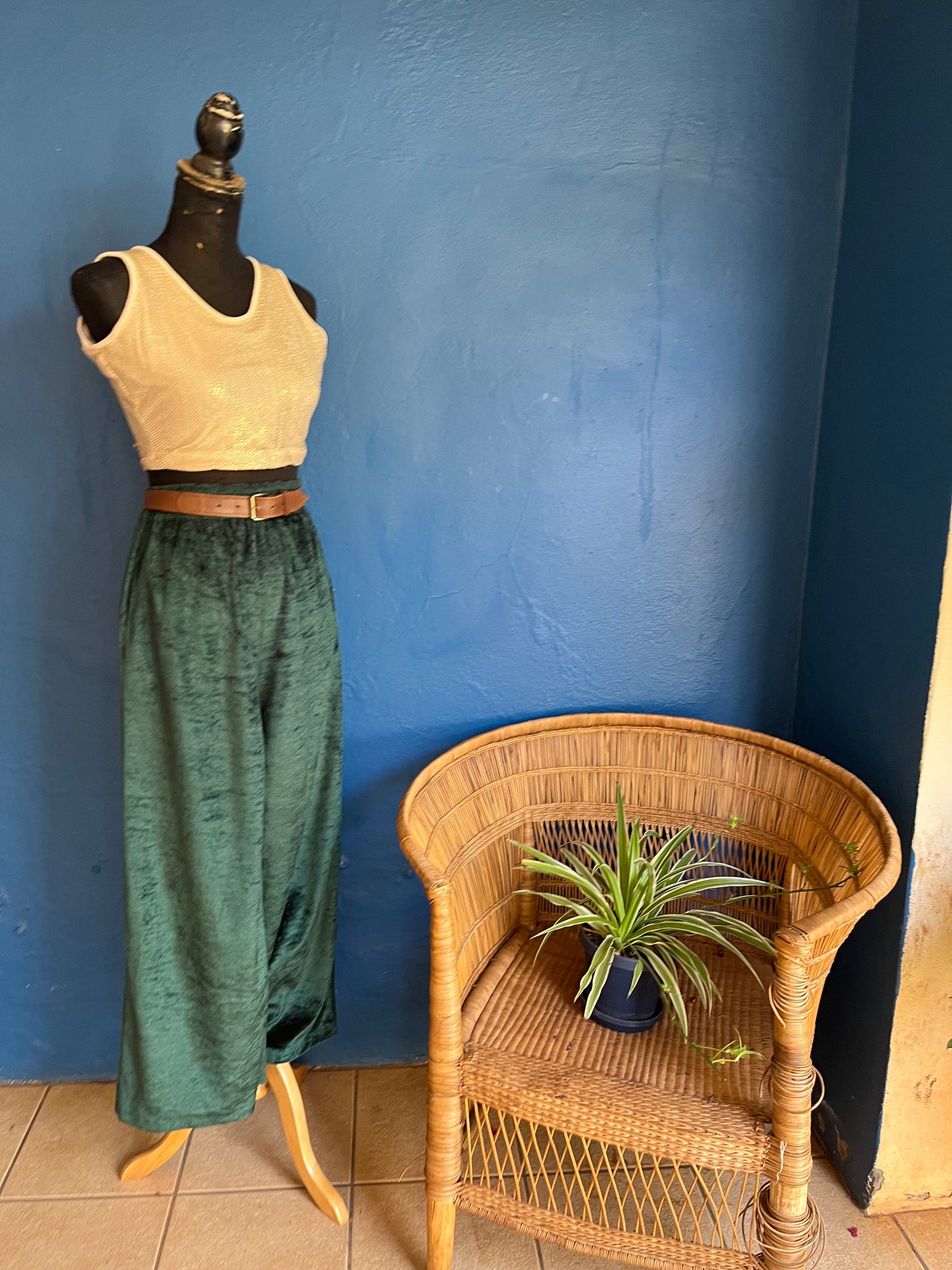 Velvet Green Palazzo Pants