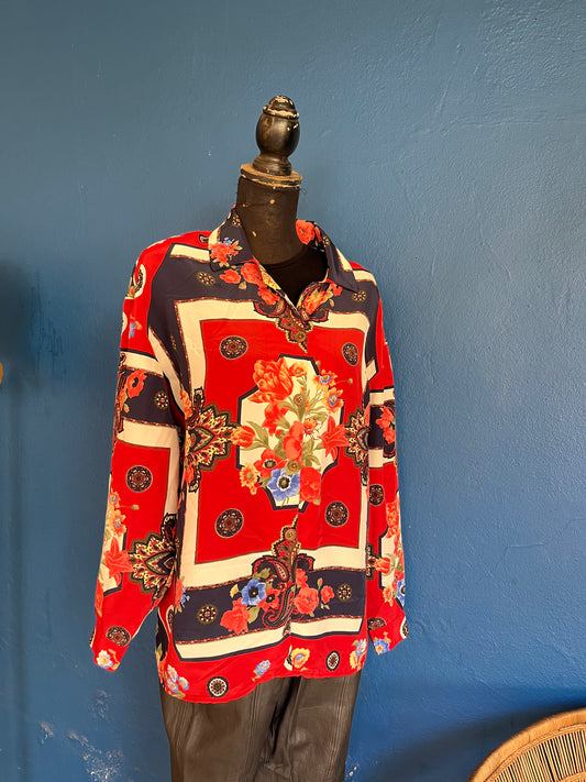 Bold Print Vintage Blouse