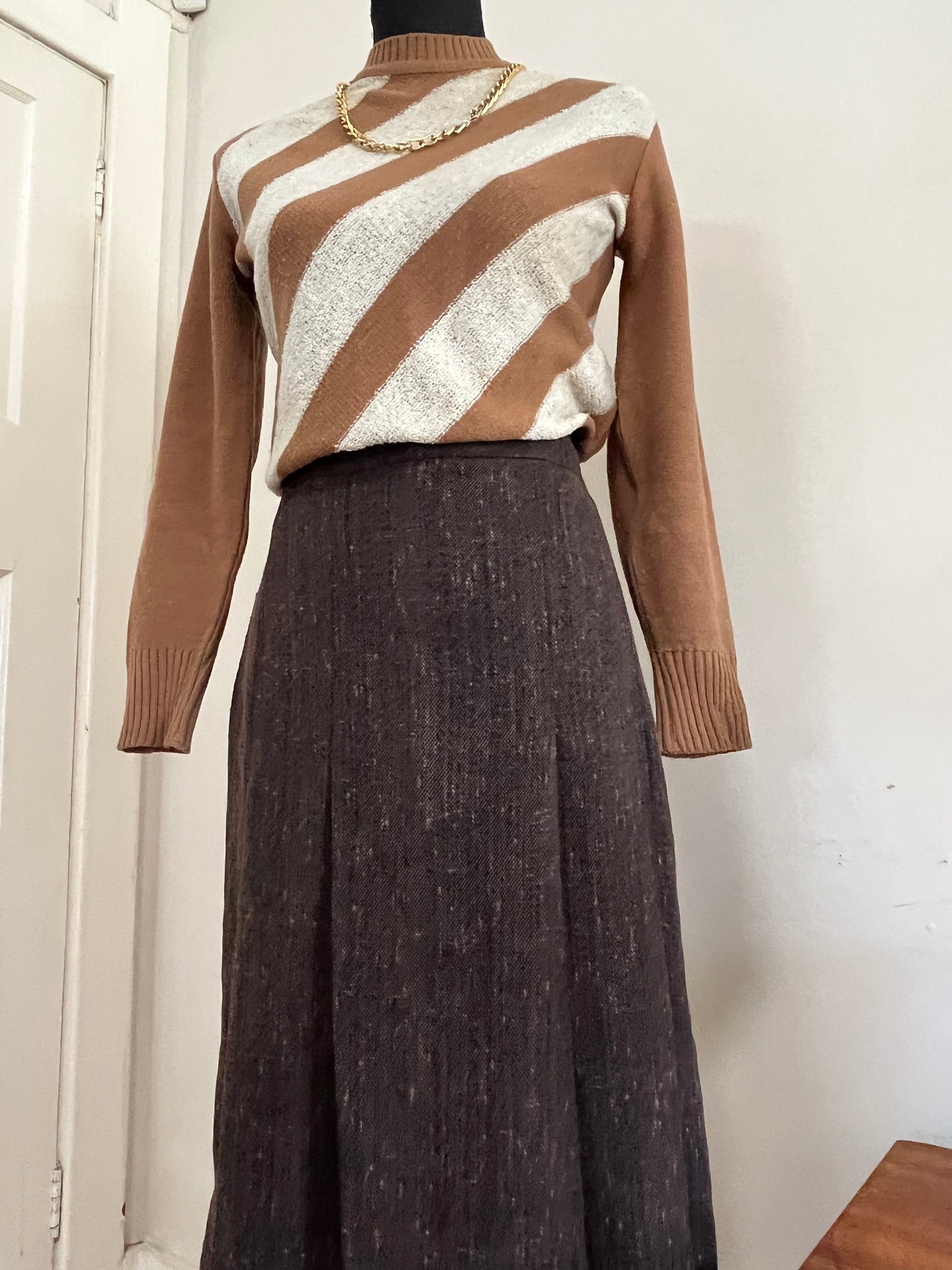 Brown Pleated Skirt