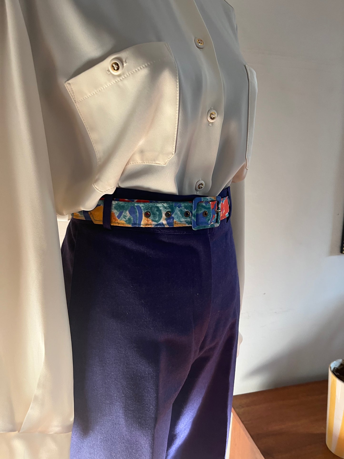 Purple Wool High-Waist Pants