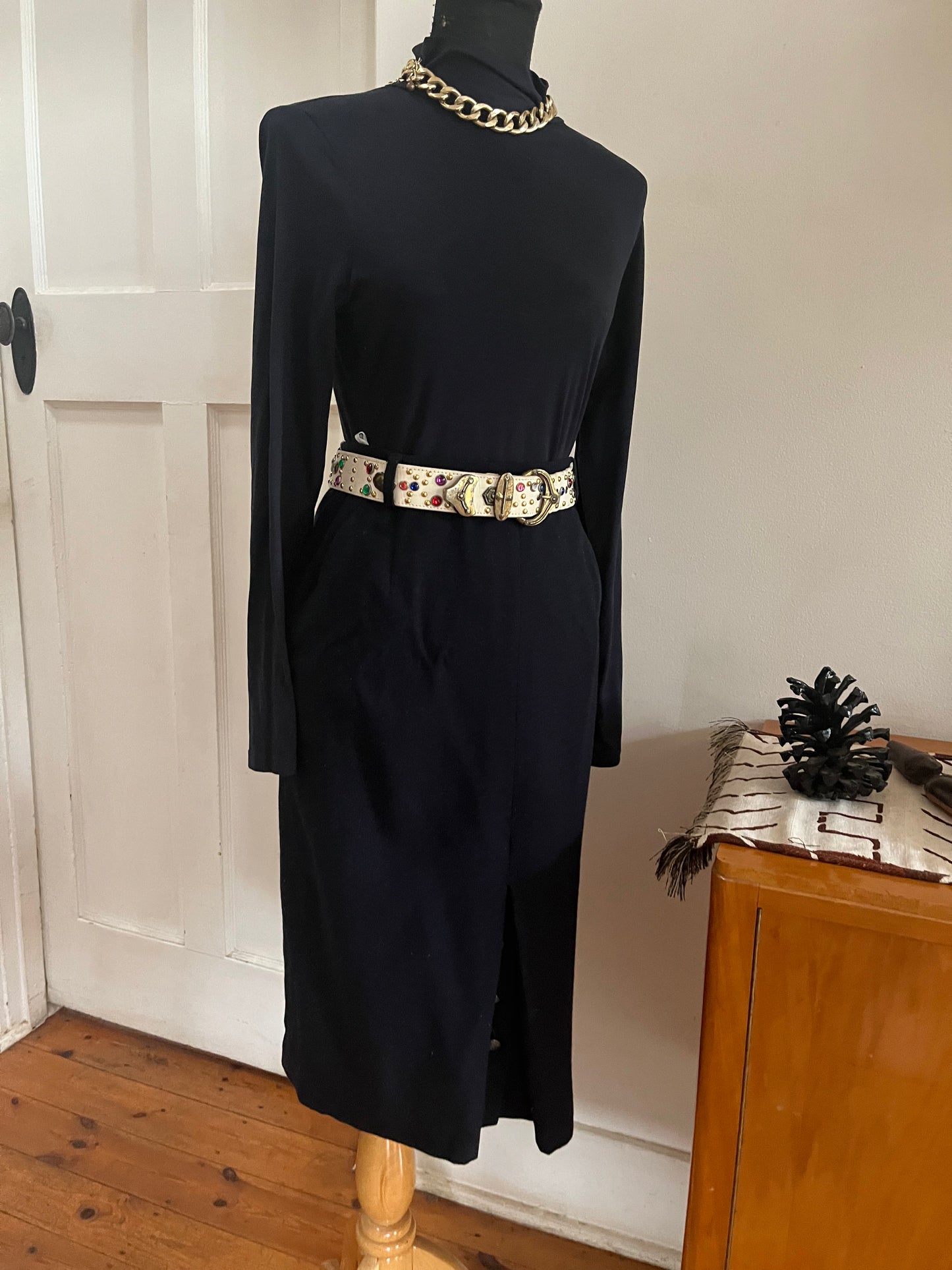 Black Wool Pencil Skirt