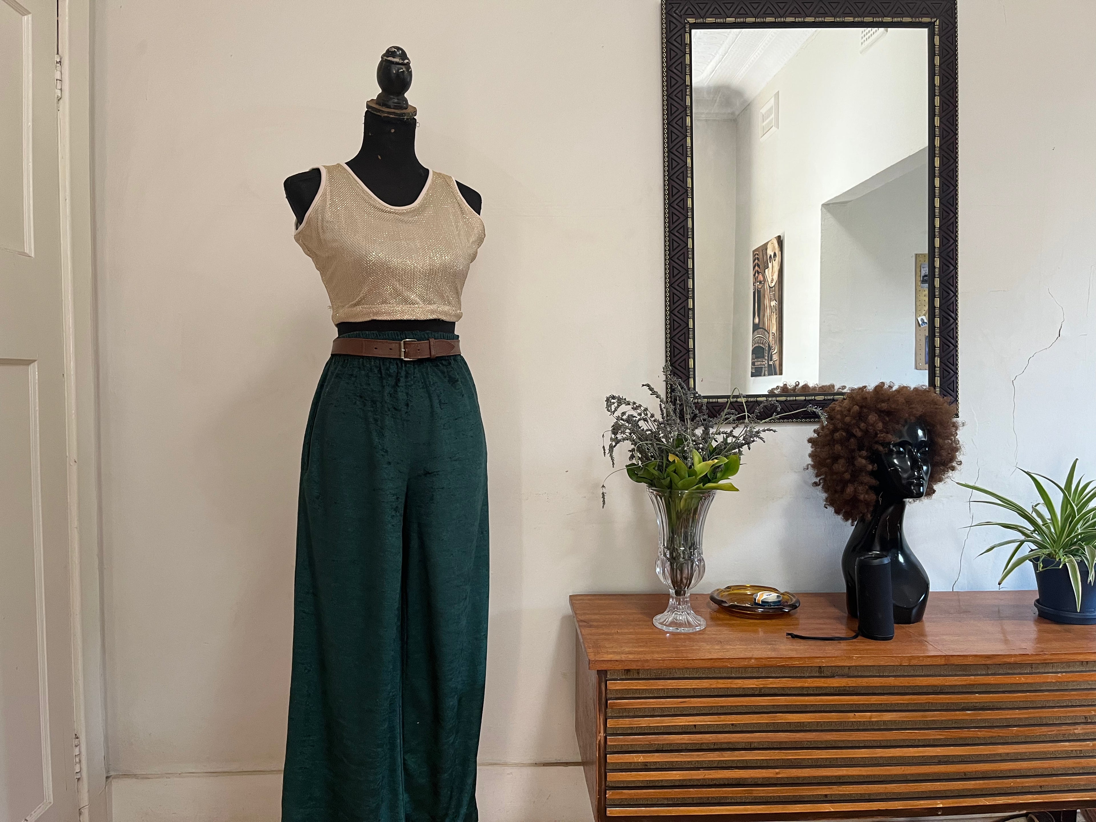 Velvet Green Palazzo Pants