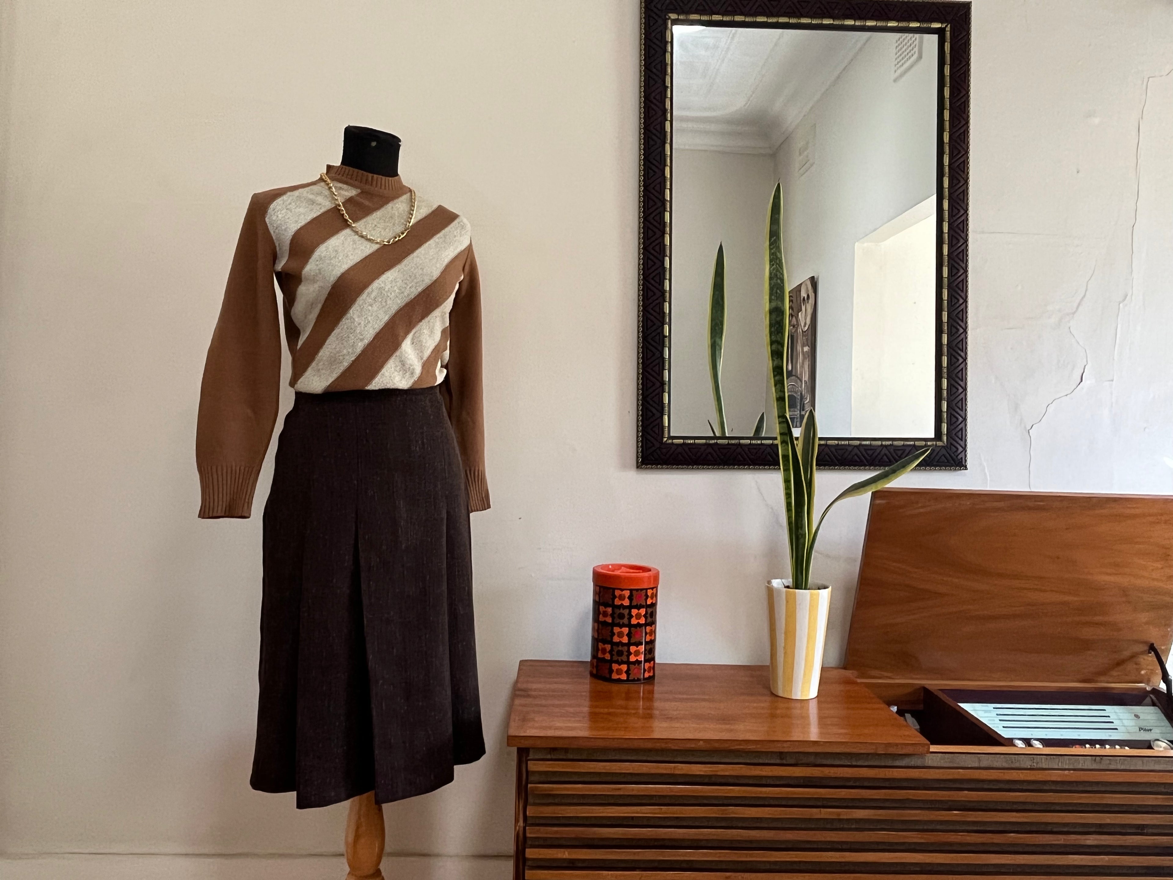 Brown Pleated Skirt