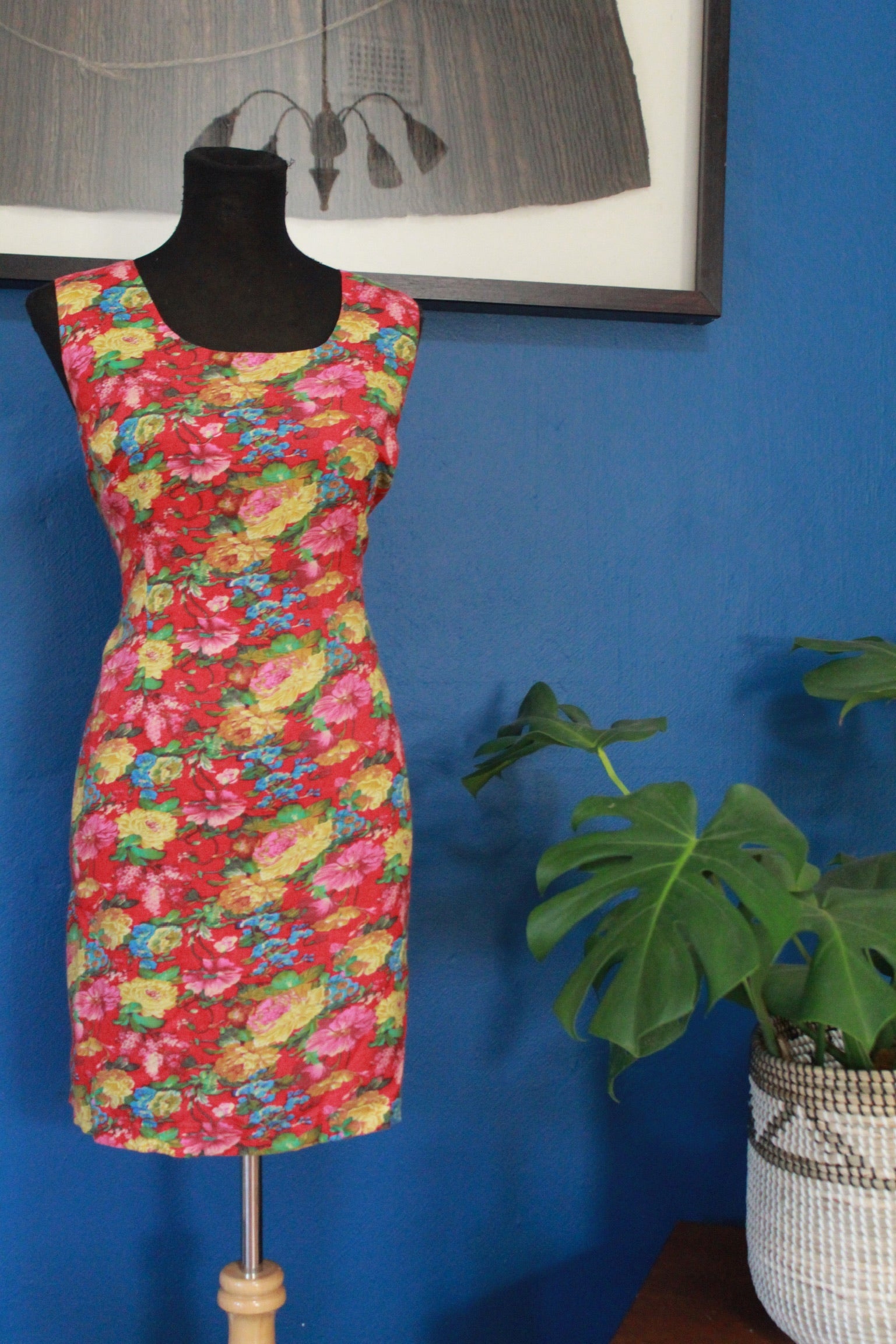 Vintage Red Floral Dress