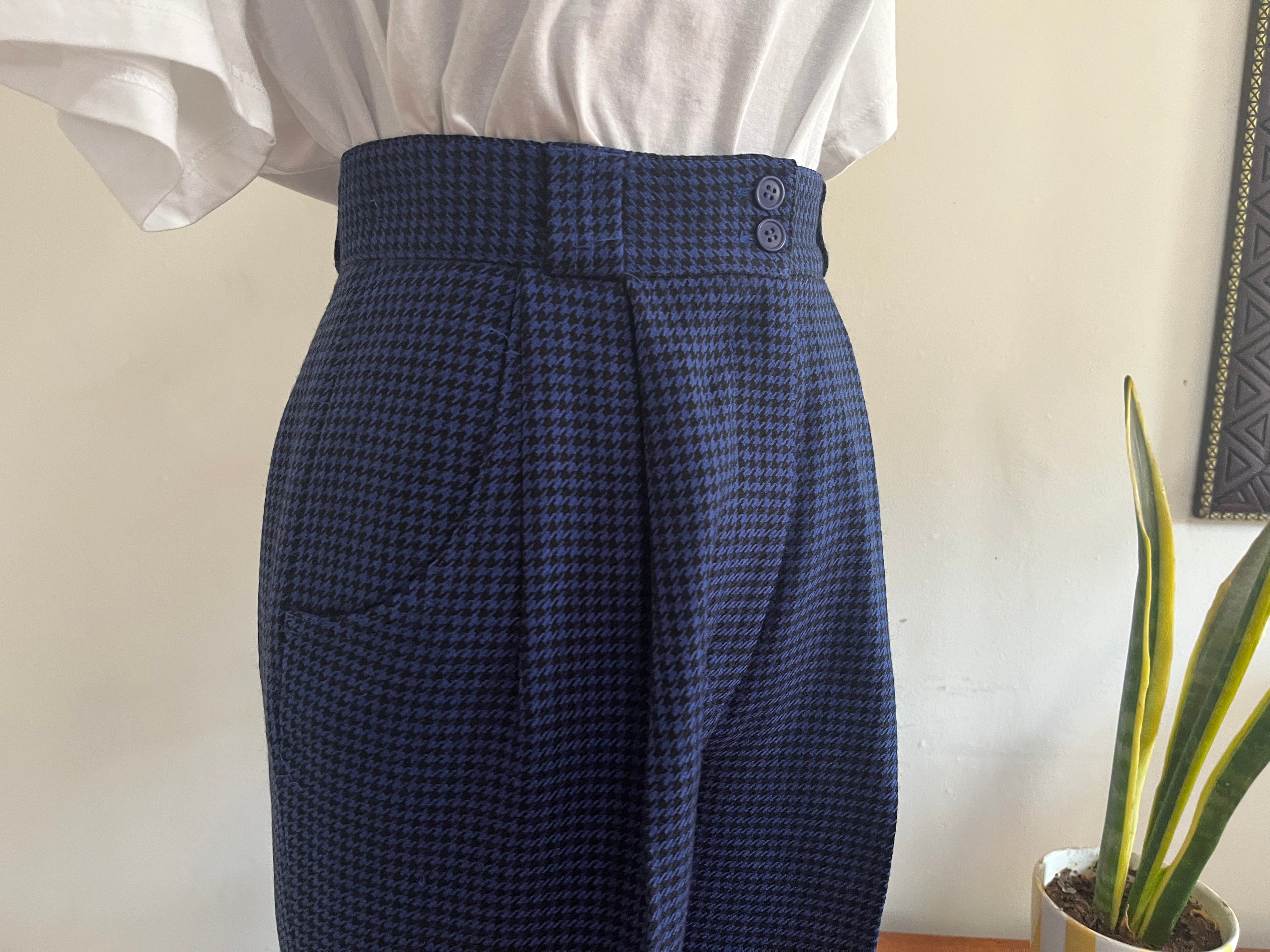 High-Waist Houndstooth Pants