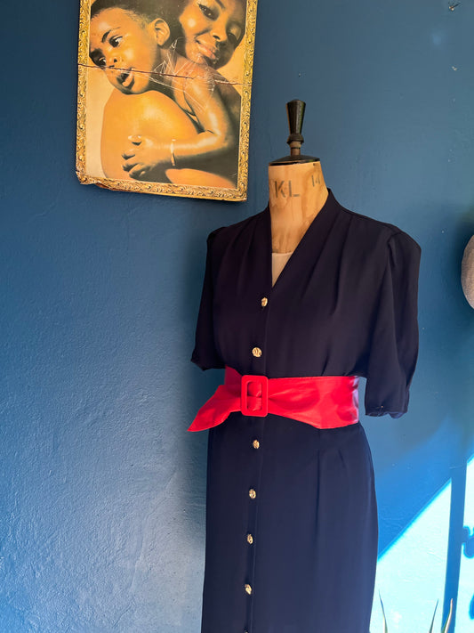 Navy Button Down Dress