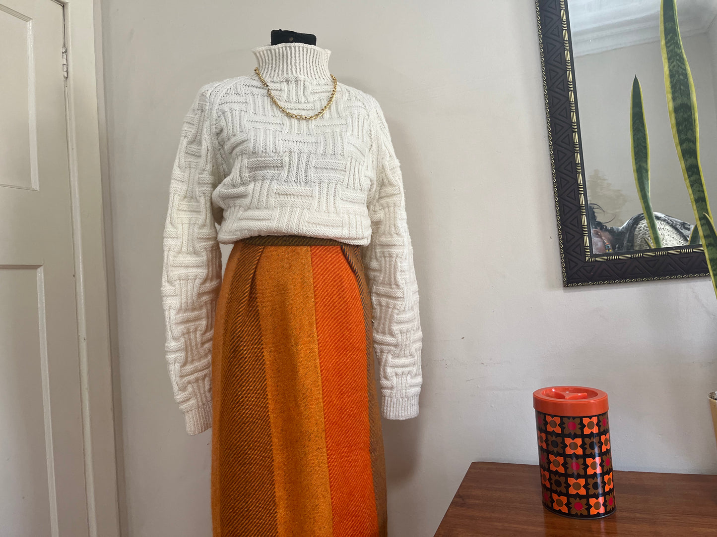 Orange Tweed Skirt