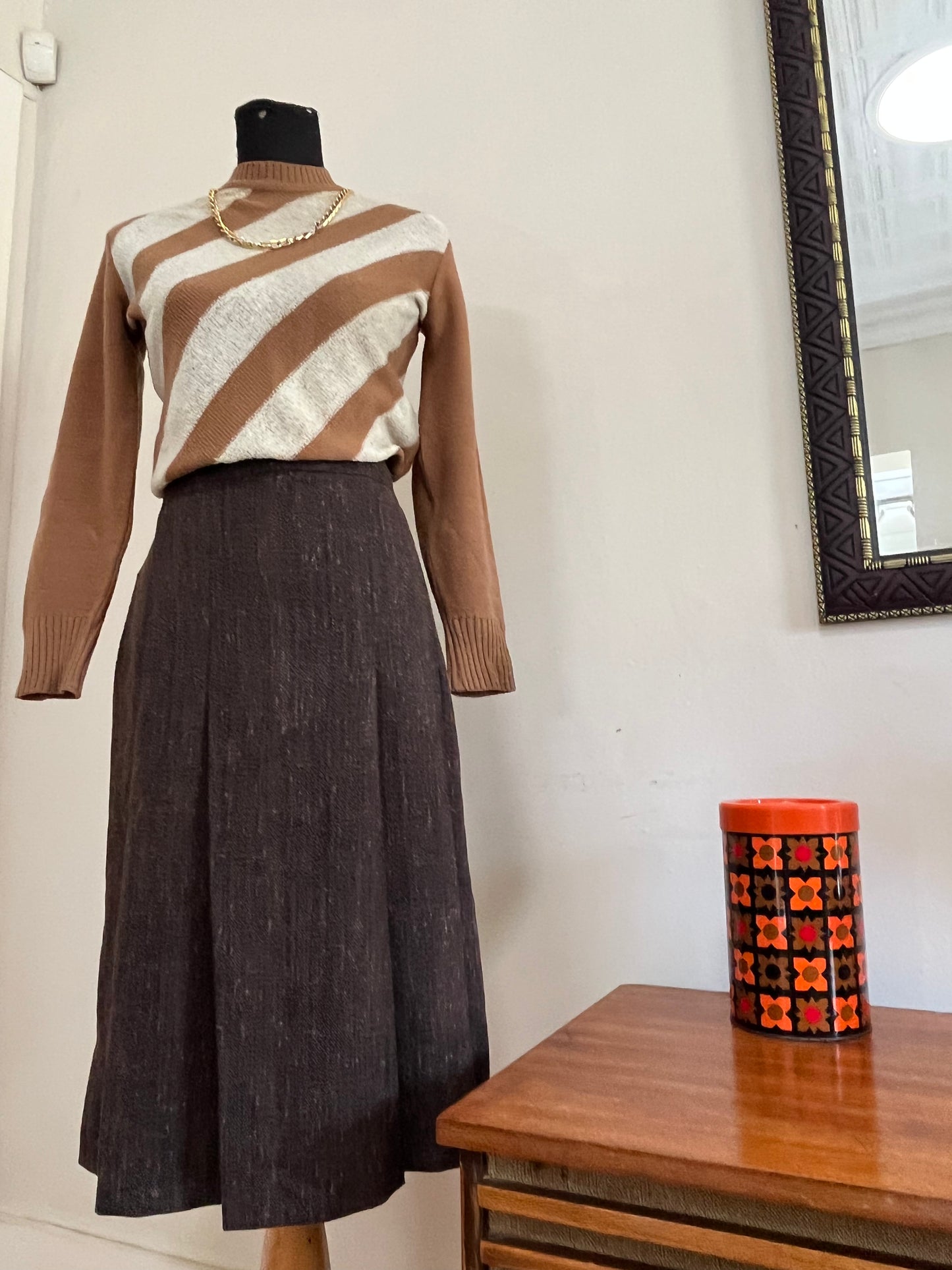 Brown Pleated Skirt