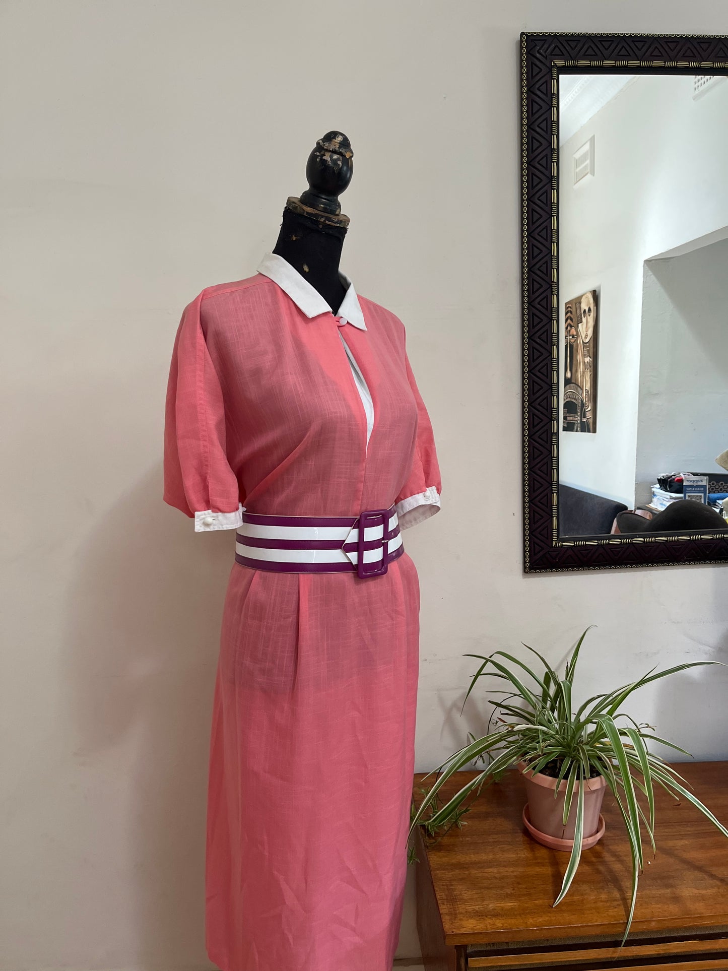 Vintage Pink Linen Dress