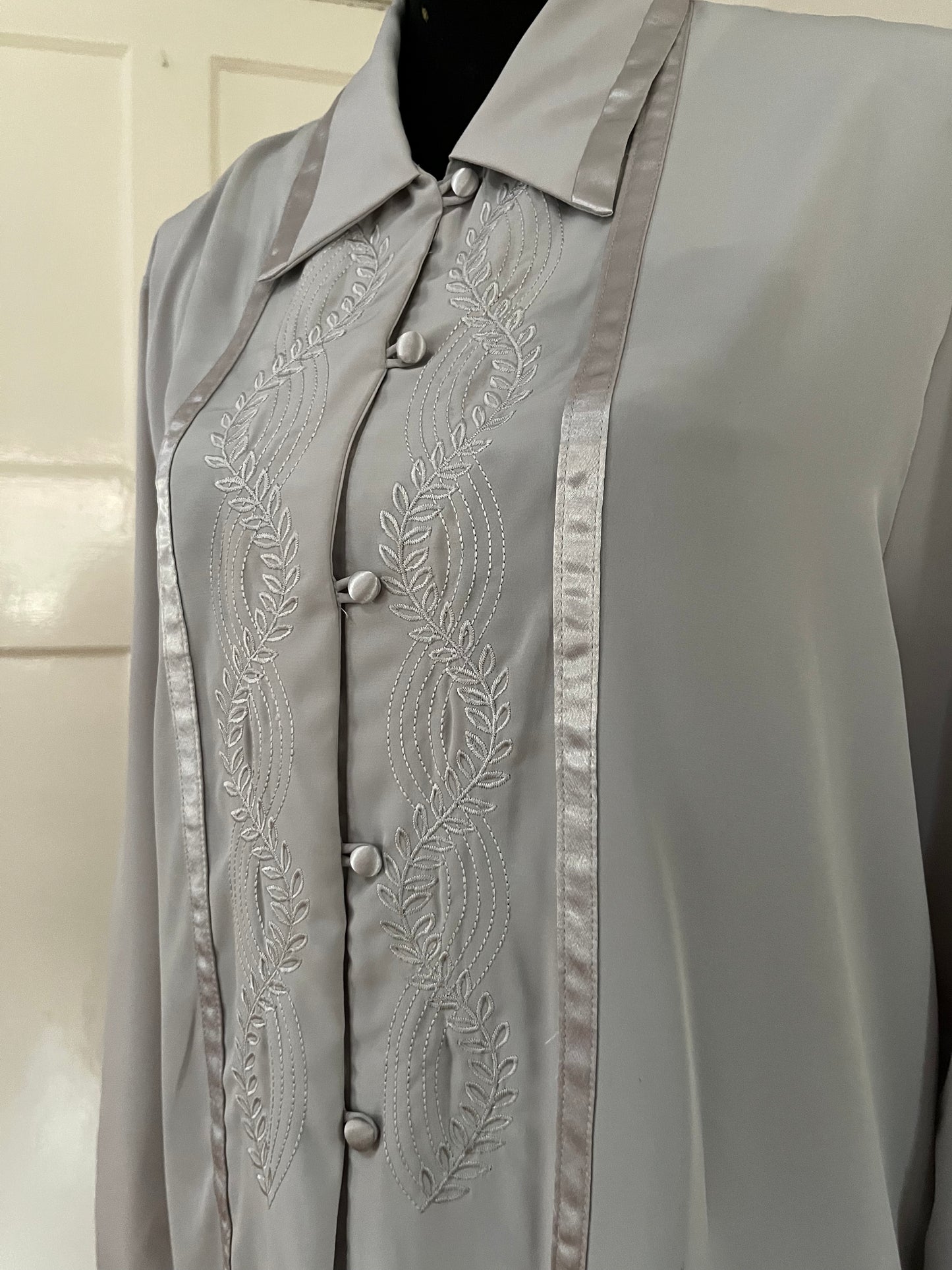 Grey Embroidery Blouse