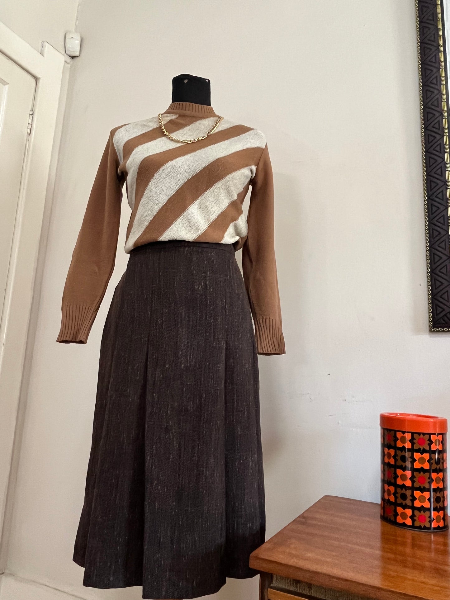 Brown Pleated Skirt