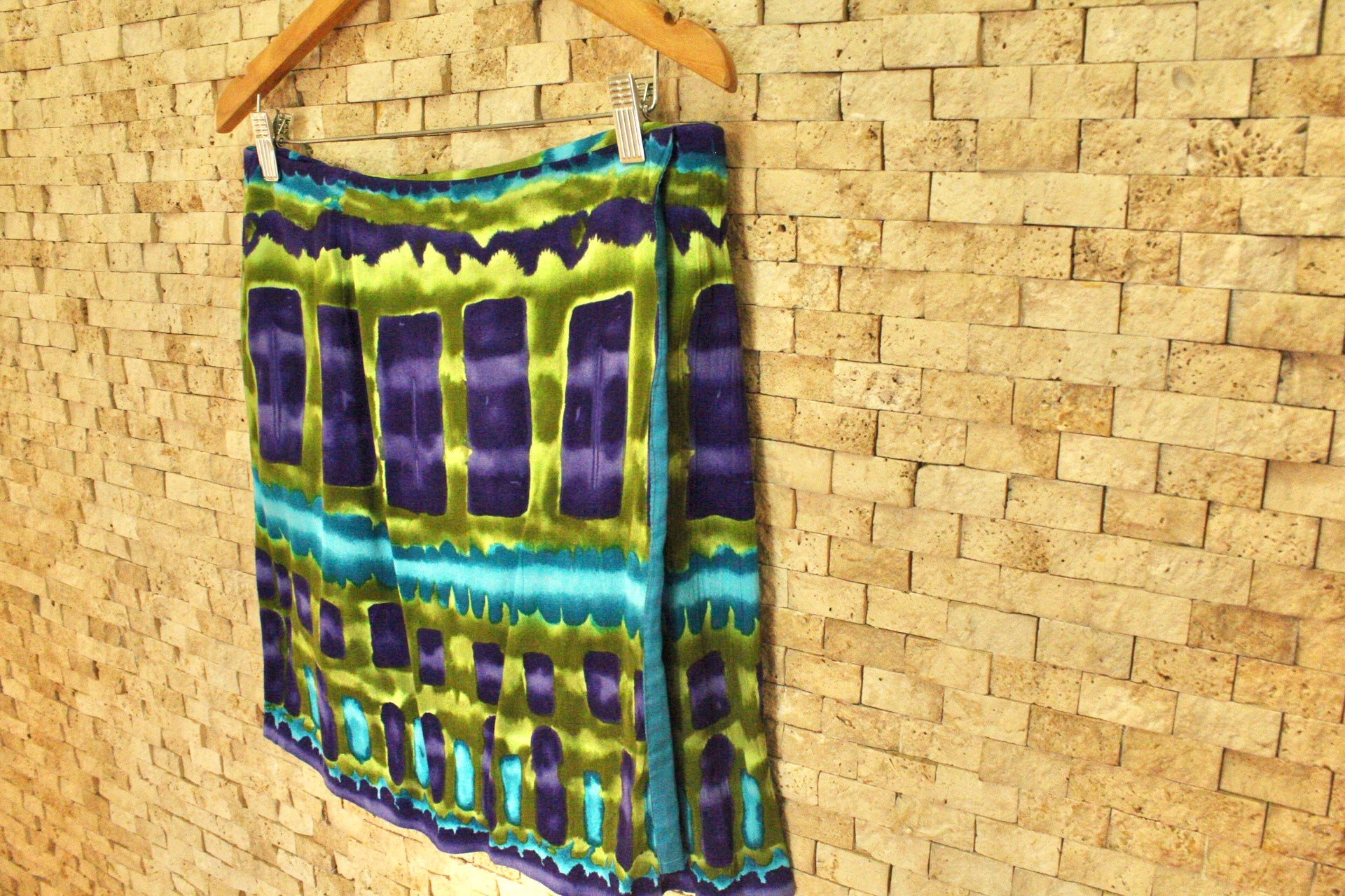 Blue & Green Mini Skirt