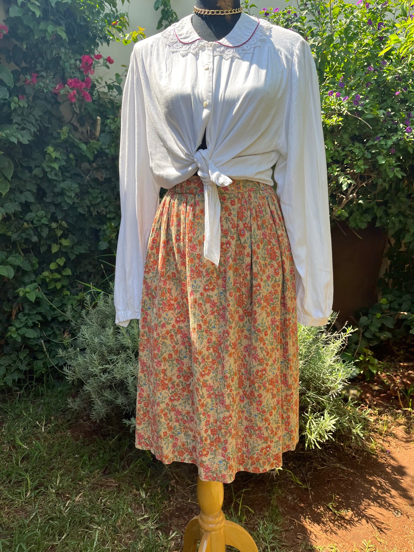 Floral High waist vintage skirt