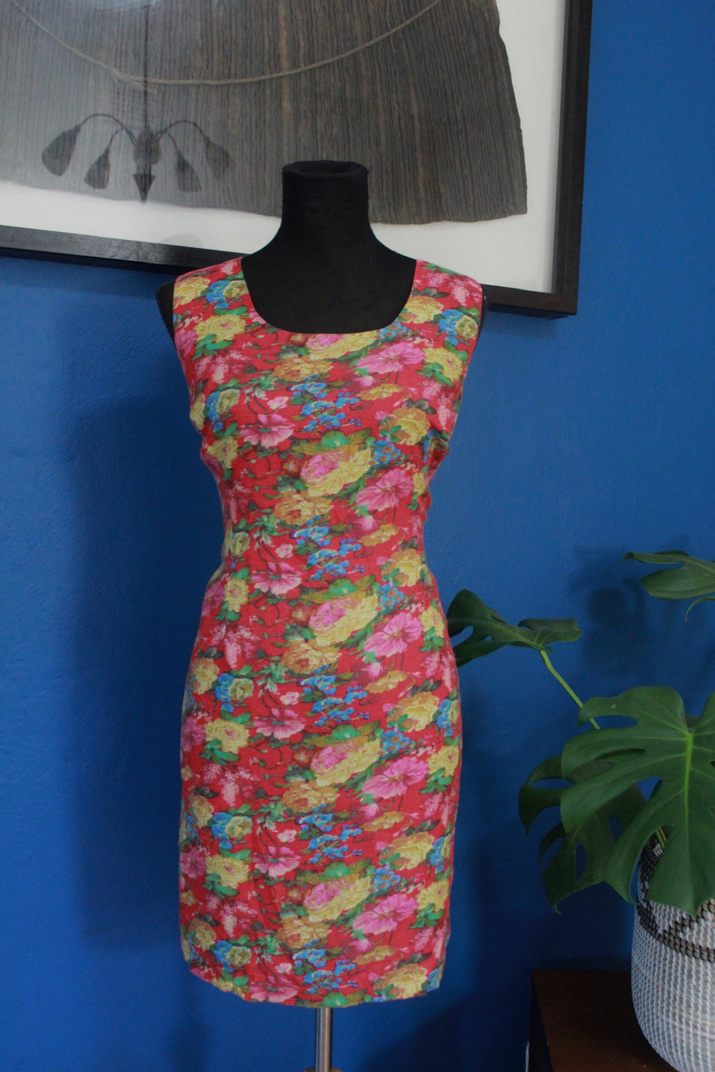 Vintage Red Floral Dress